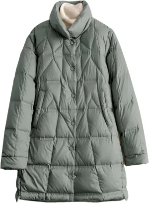 SaoBiiu Women Down Jacket Ultra Light Casual Warm Puffer Coat Winter Mid-Long Parkas