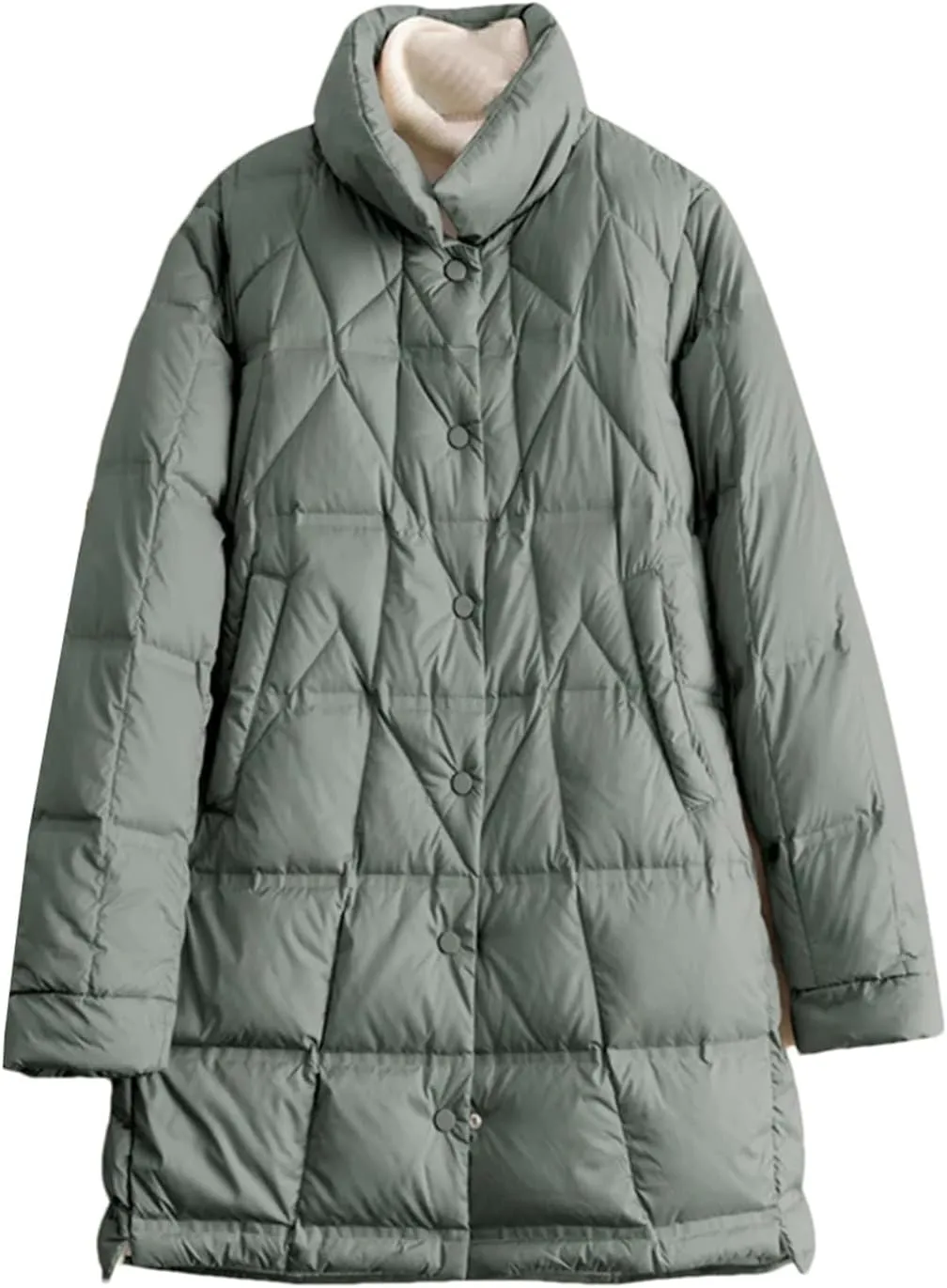 SaoBiiu Women Down Jacket Ultra Light Casual Warm Puffer Coat Winter Mid-Long Parkas