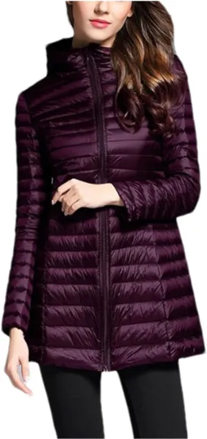 SaoBiiu Women Lightweight Long Parkas Duck Down Coat Female Long Puffer Jacket Overcoat Outerwear