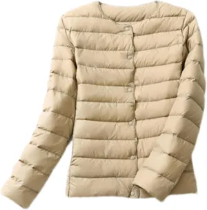 SaoBiiu Women Reversible Ultralight Puffer Jacket Collarless Duck Down Coat Female Portable Windproof Parkas