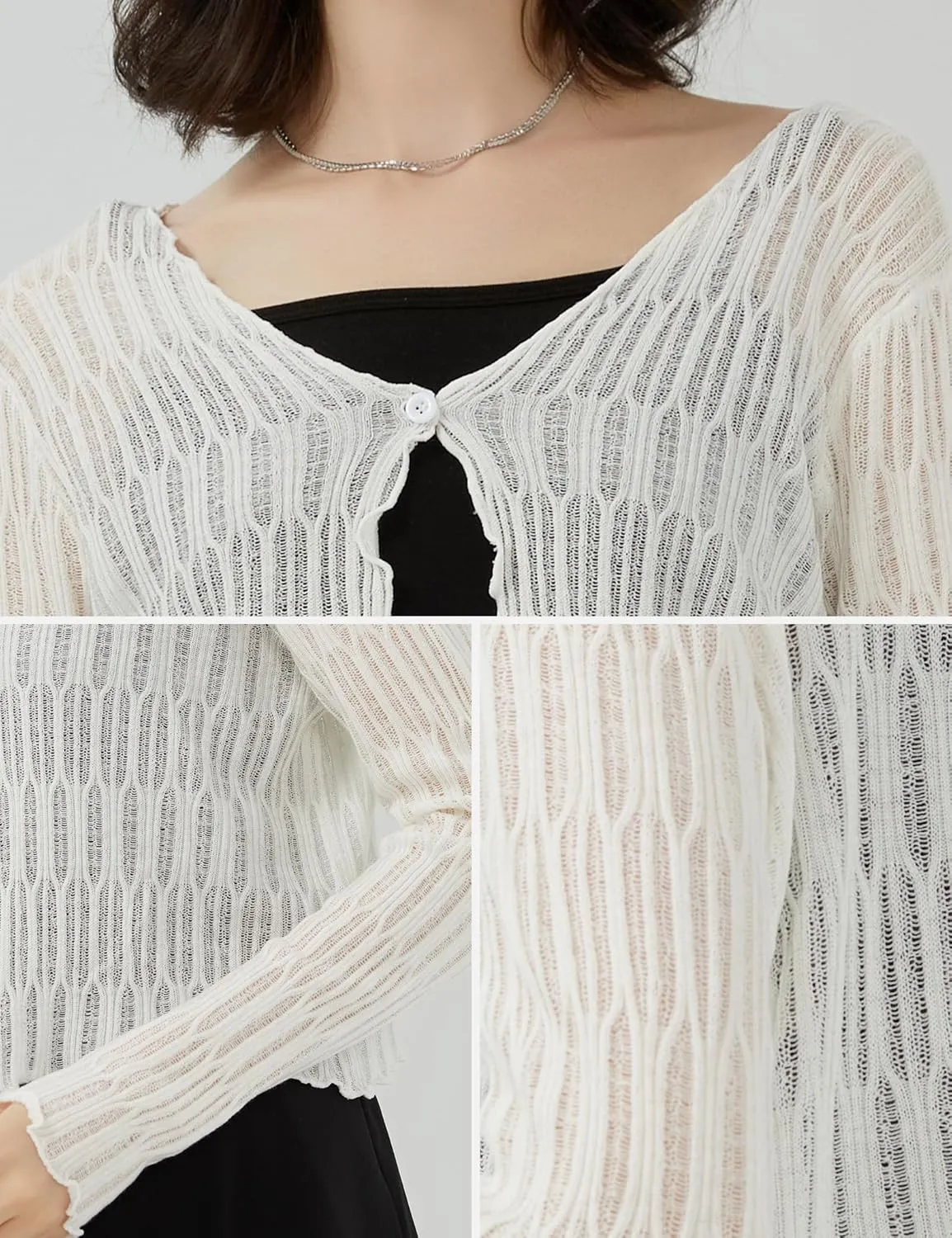 SDEER Women's Sweater Cropped Cardigan Knit V Neck Button Down Knit Sweater Tops Shrugs for Dresses