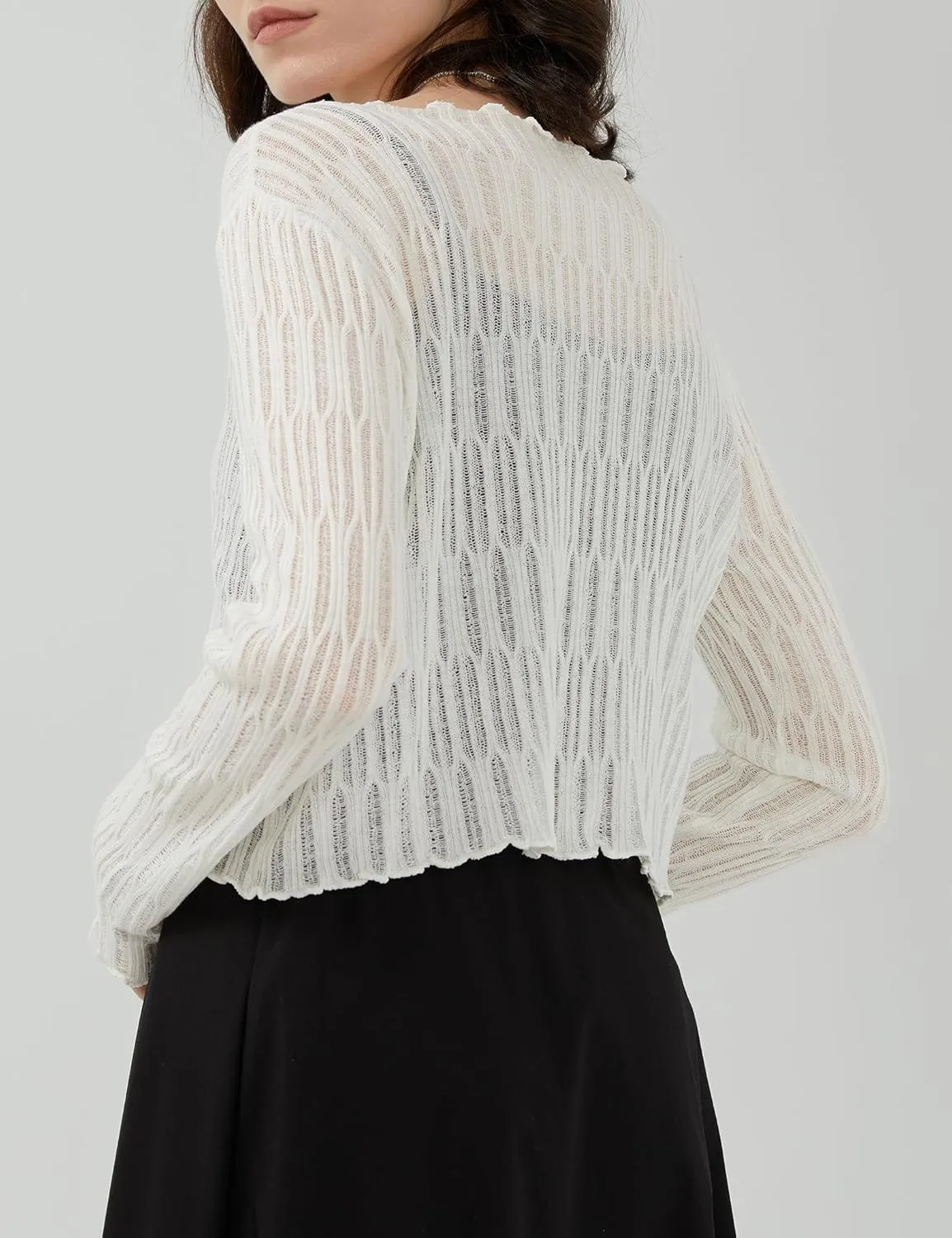 SDEER Women's Sweater Cropped Cardigan Knit V Neck Button Down Knit Sweater Tops Shrugs for Dresses