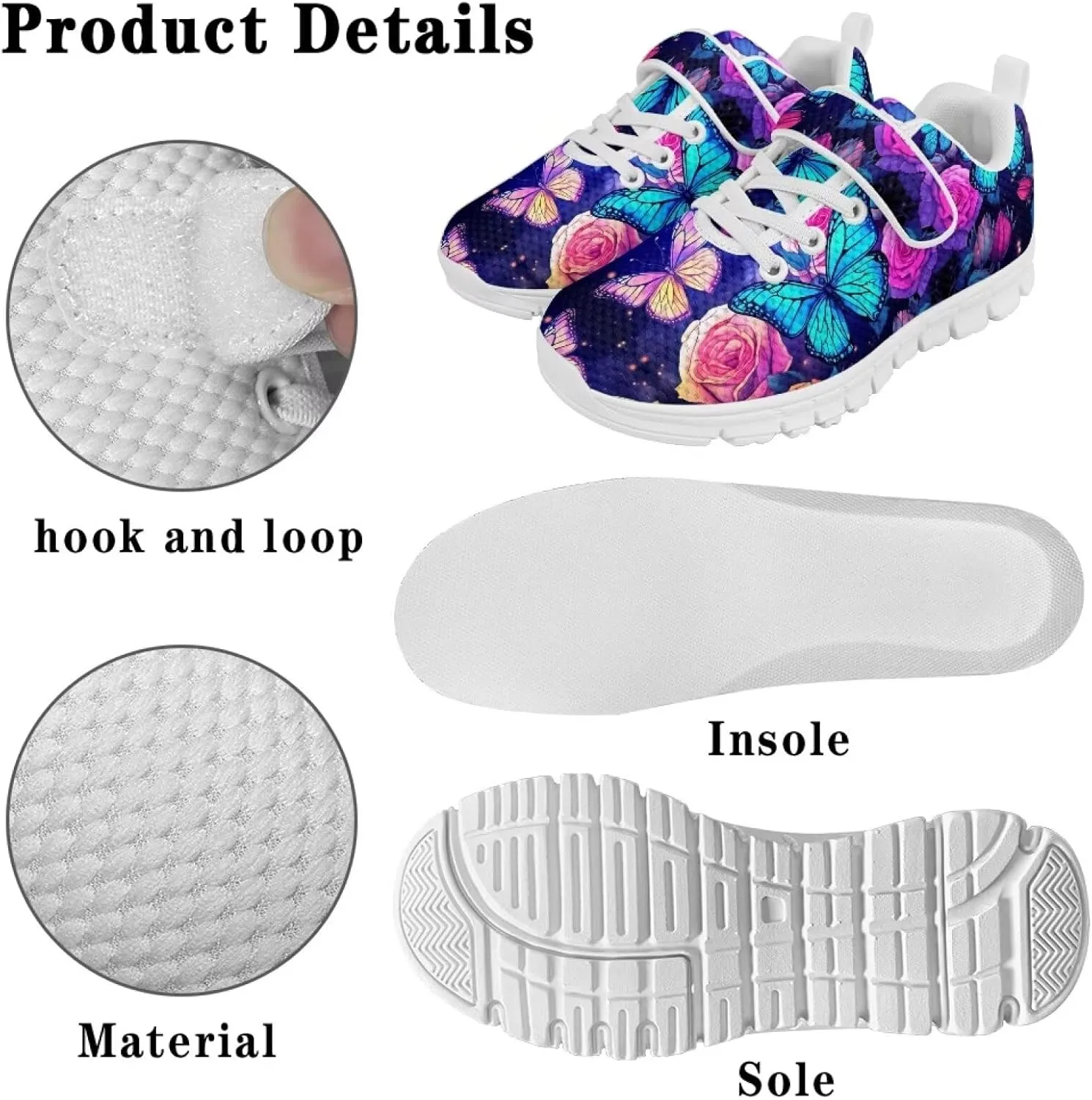 Showudesigns Running Shoes for Girls Boys Athletic Tennis Shoes Slip On School Sneakers