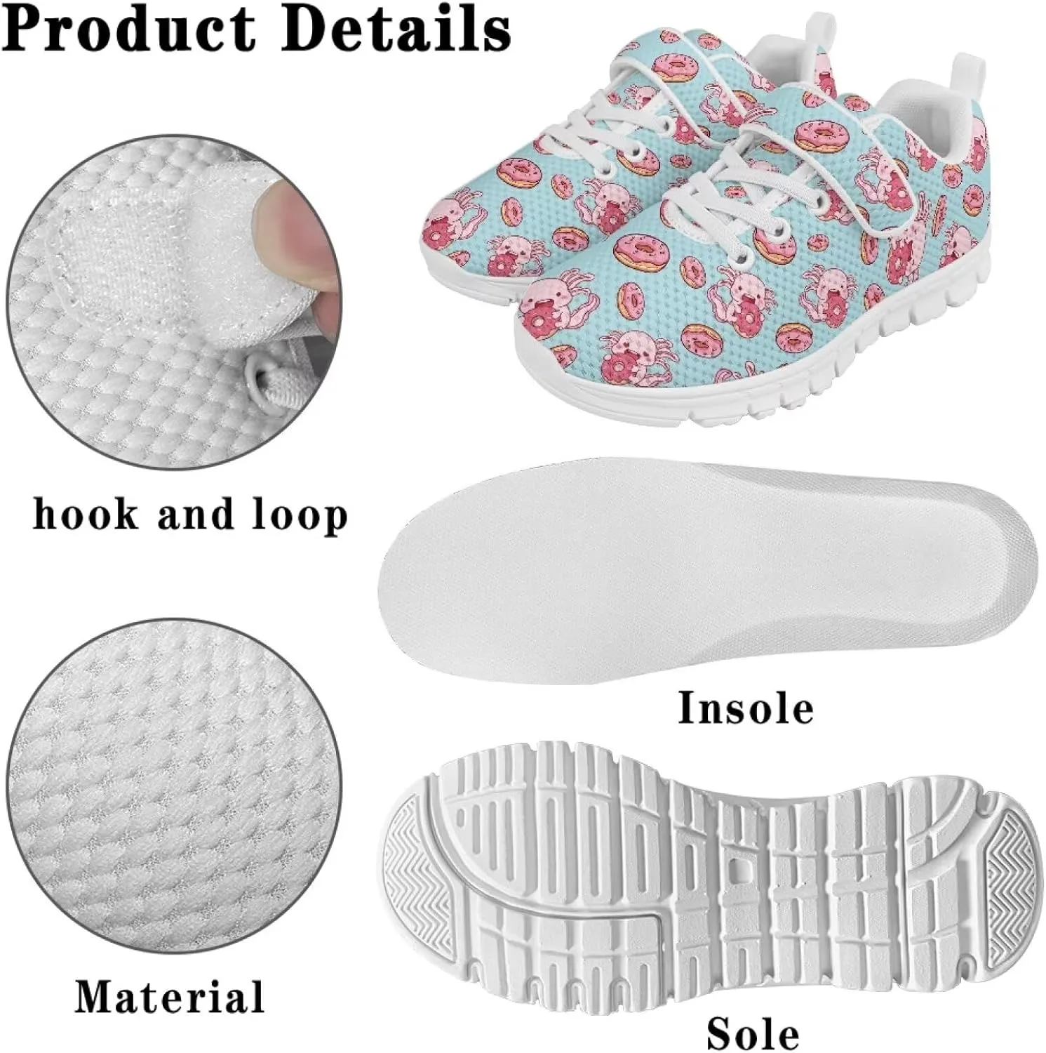 Showudesigns Running Shoes for Girls Boys Athletic Tennis Shoes Slip On School Sneakers