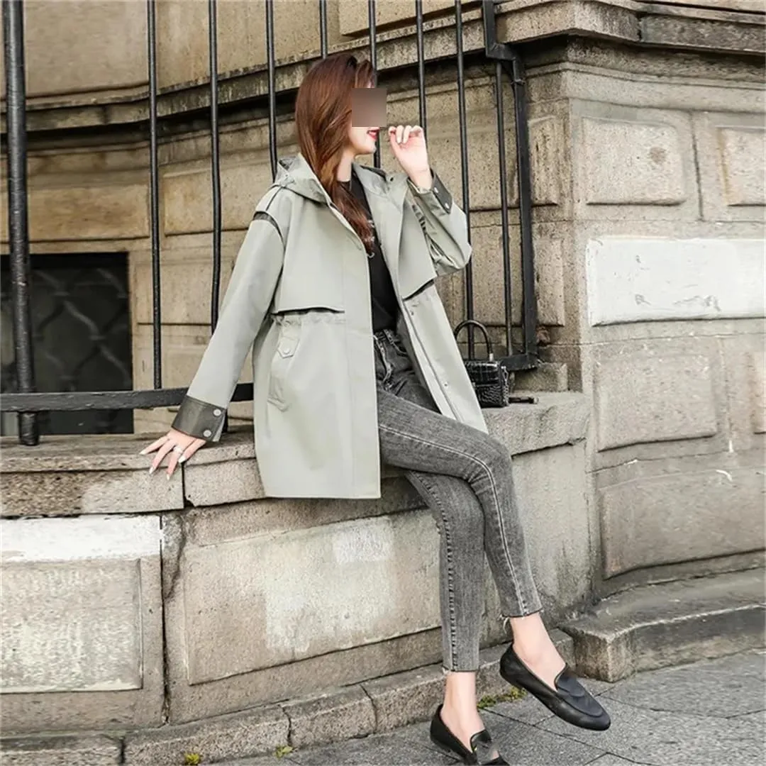 Spring Autumn Slim Trench Coat Women Fashion Loose Mid Long Appear Thin Windbreaker Female Casual Outerwear