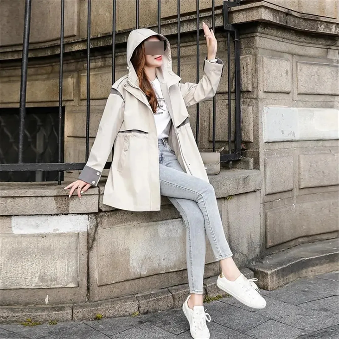 Spring Autumn Slim Trench Coat Women Fashion Loose Mid Long Appear Thin Windbreaker Female Casual Outerwear