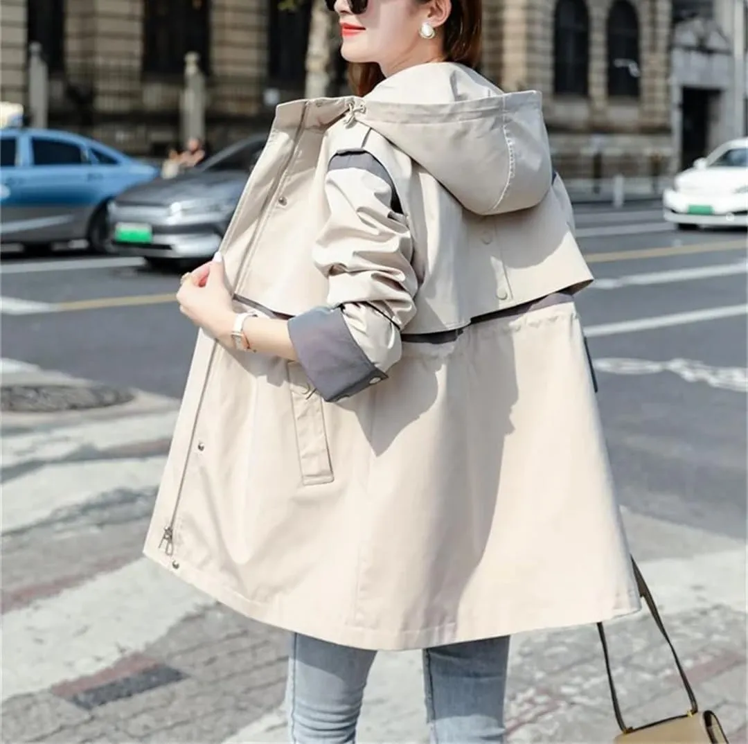 Spring Autumn Slim Trench Coat Women Fashion Loose Mid Long Appear Thin Windbreaker Female Casual Outerwear