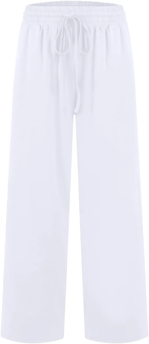 Straight Leg Sweatpants for Women High Waisted Yoga Sweatpants Drawstring Wide Leg Lounge Pants w/Pocket Flare Pj Pants