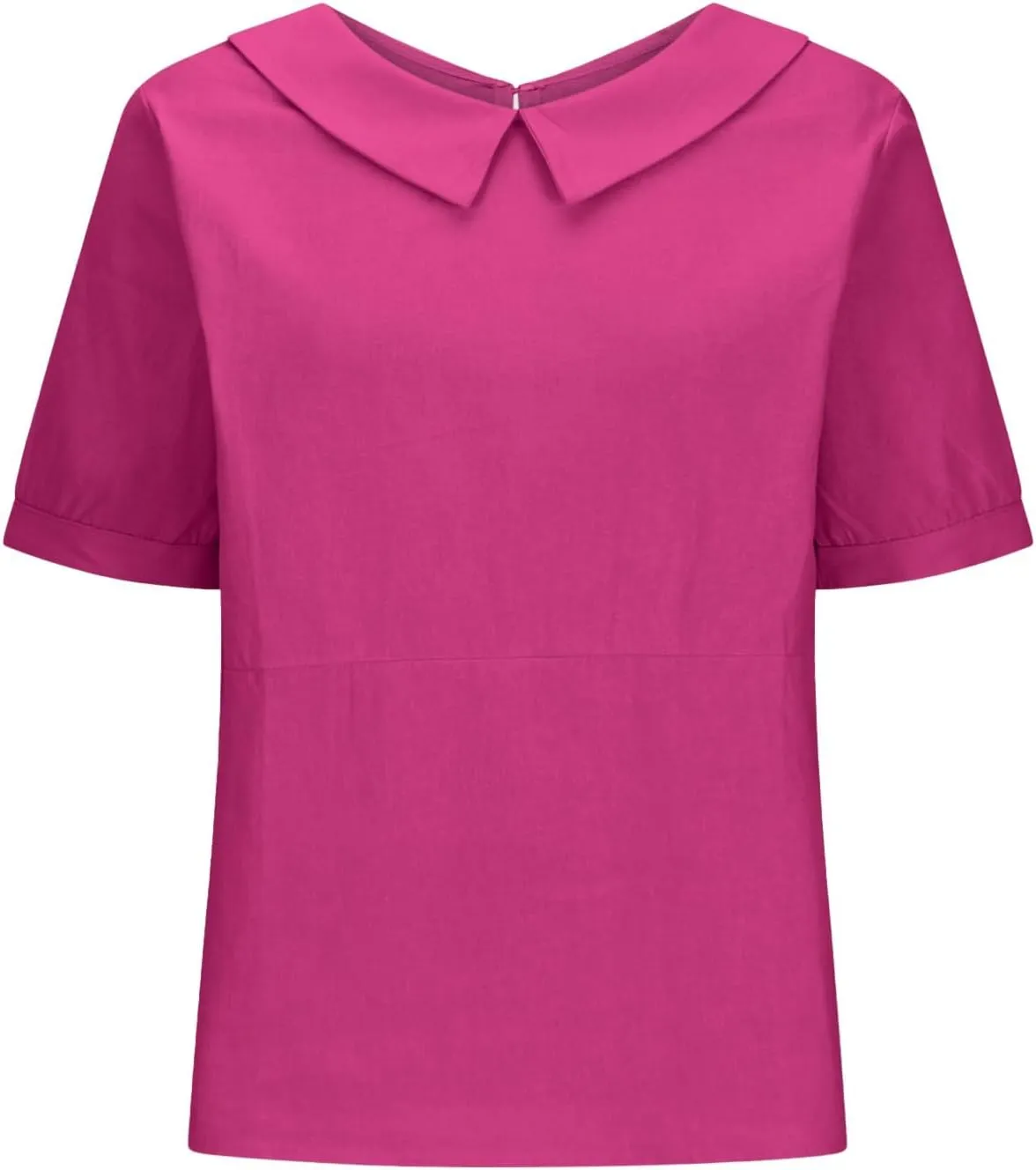 Summer Linen Shirts for Womens Short Sleeve Casual Stand Collared Work Blouse Tunic Tops