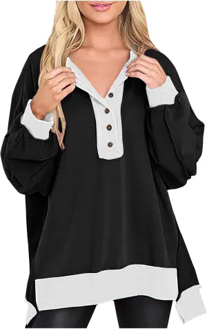Sweatshirt for Women Oversized Crewneck Side Slit Long Sleeve Pullover Shirts Loose Fit Fall Fashion Trendy Hoodies