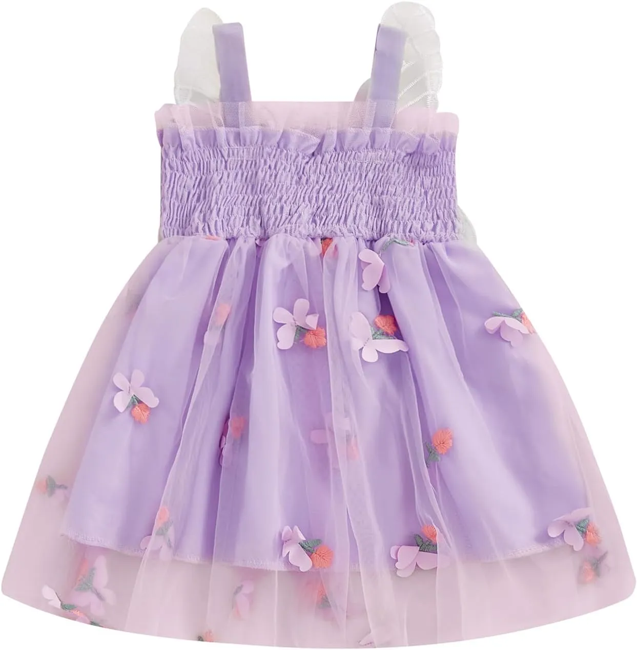 Toddler Girl Butterfly Dress Sleeveless Flowers Butterfly Summer A-line Dress Tulle Princess Dress for Infant