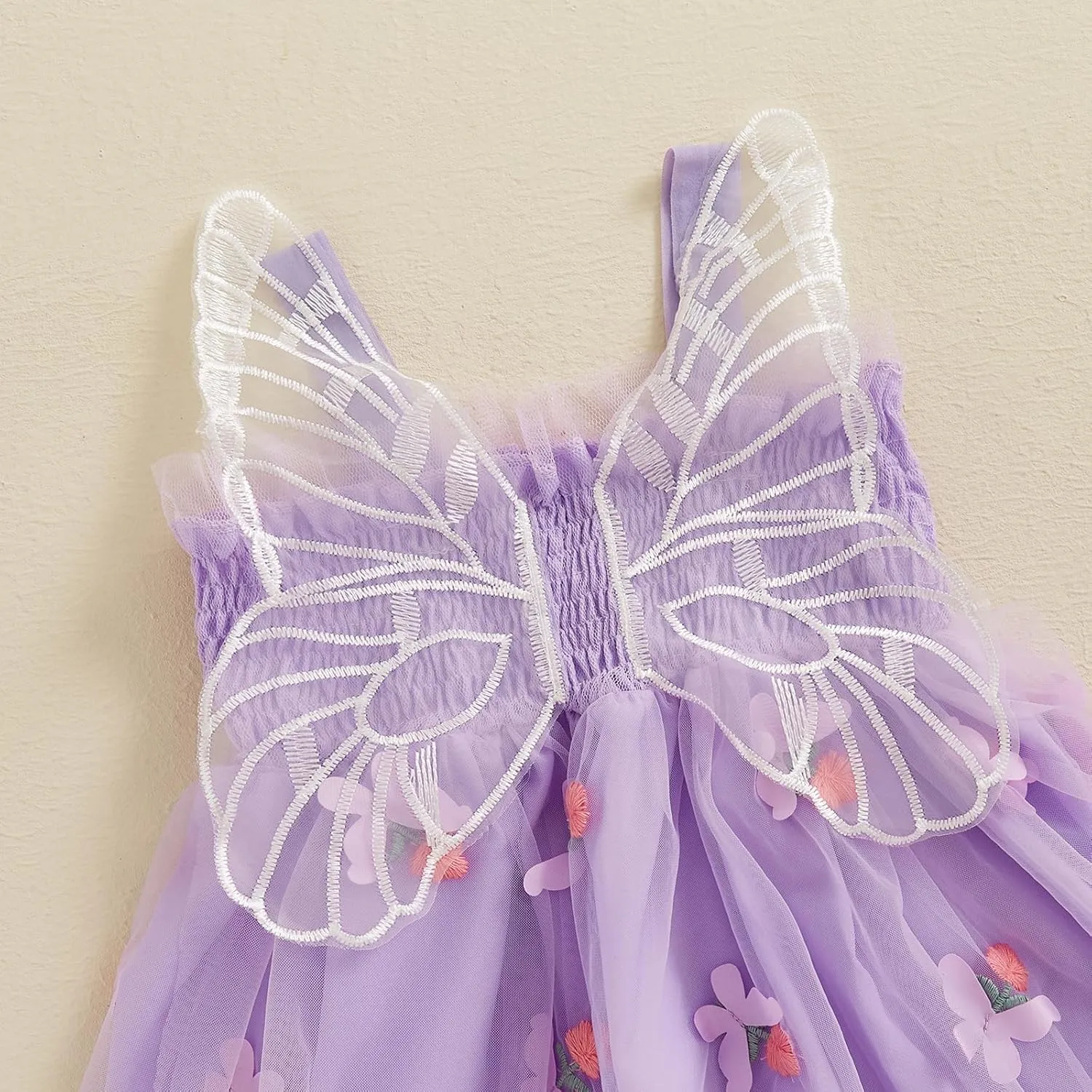 Toddler Girl Butterfly Dress Sleeveless Flowers Butterfly Summer A-line Dress Tulle Princess Dress for Infant