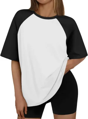 Trendy Queen Oversized Short Sleeve T Shirts for Women Workout Casual Summer Tops Loose Fit Cute Basic Tees