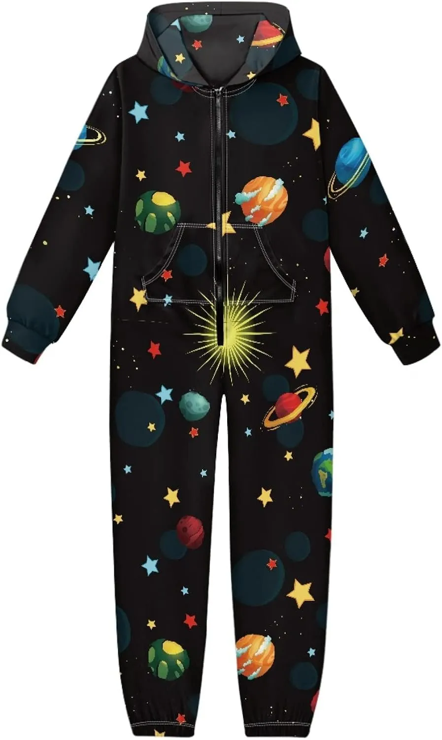 Unisex Kids Jumpsuits Novelty Printed Zip Up Hoodie Onesie Rompers for Boys Girls 7-16 Years