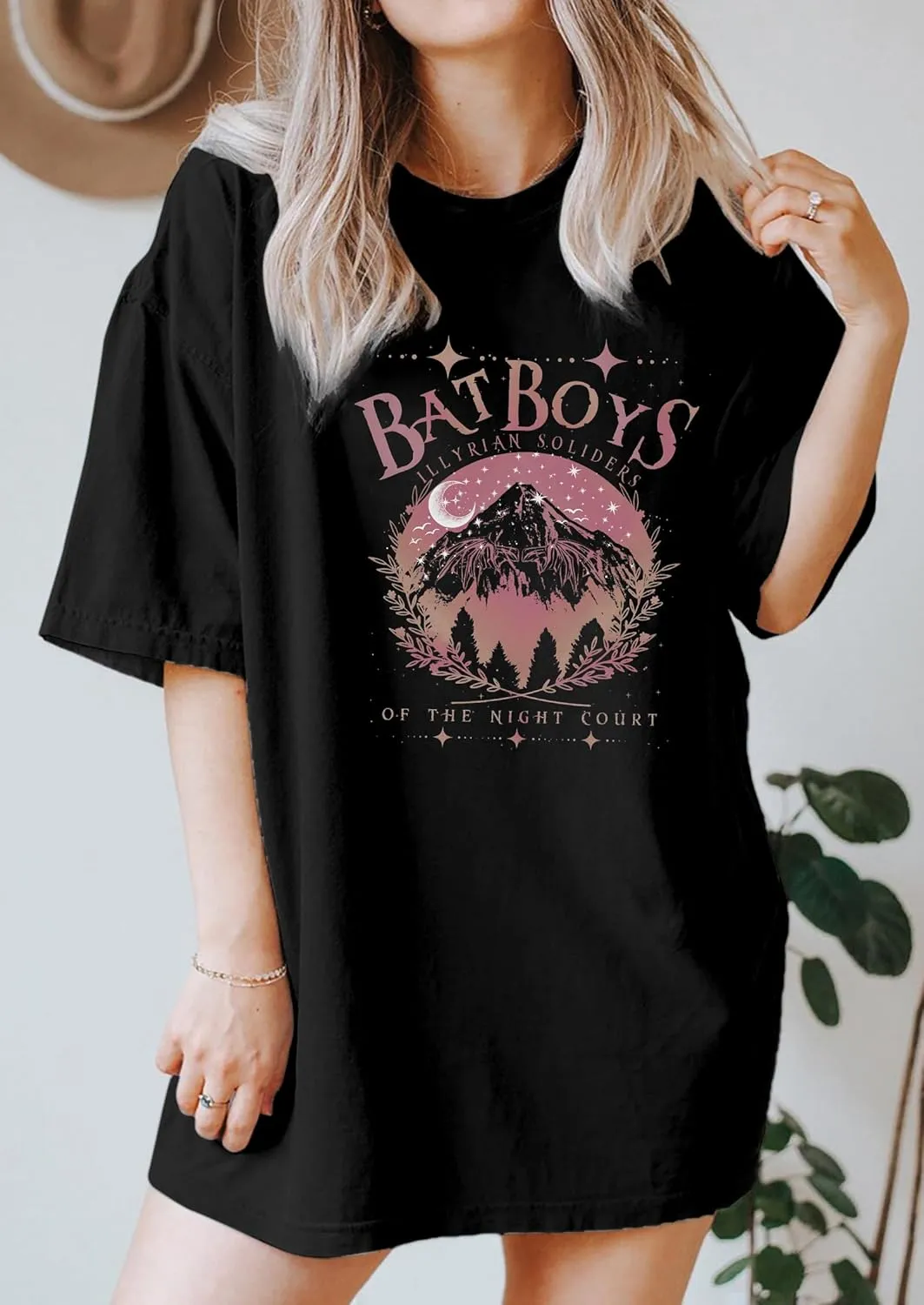 Velari Shirt Women Oversized Vintage Book Tshirt The Night Court T-Shirt Bat Boys Graphic Tee Bat Bookish Book Lover Tops
