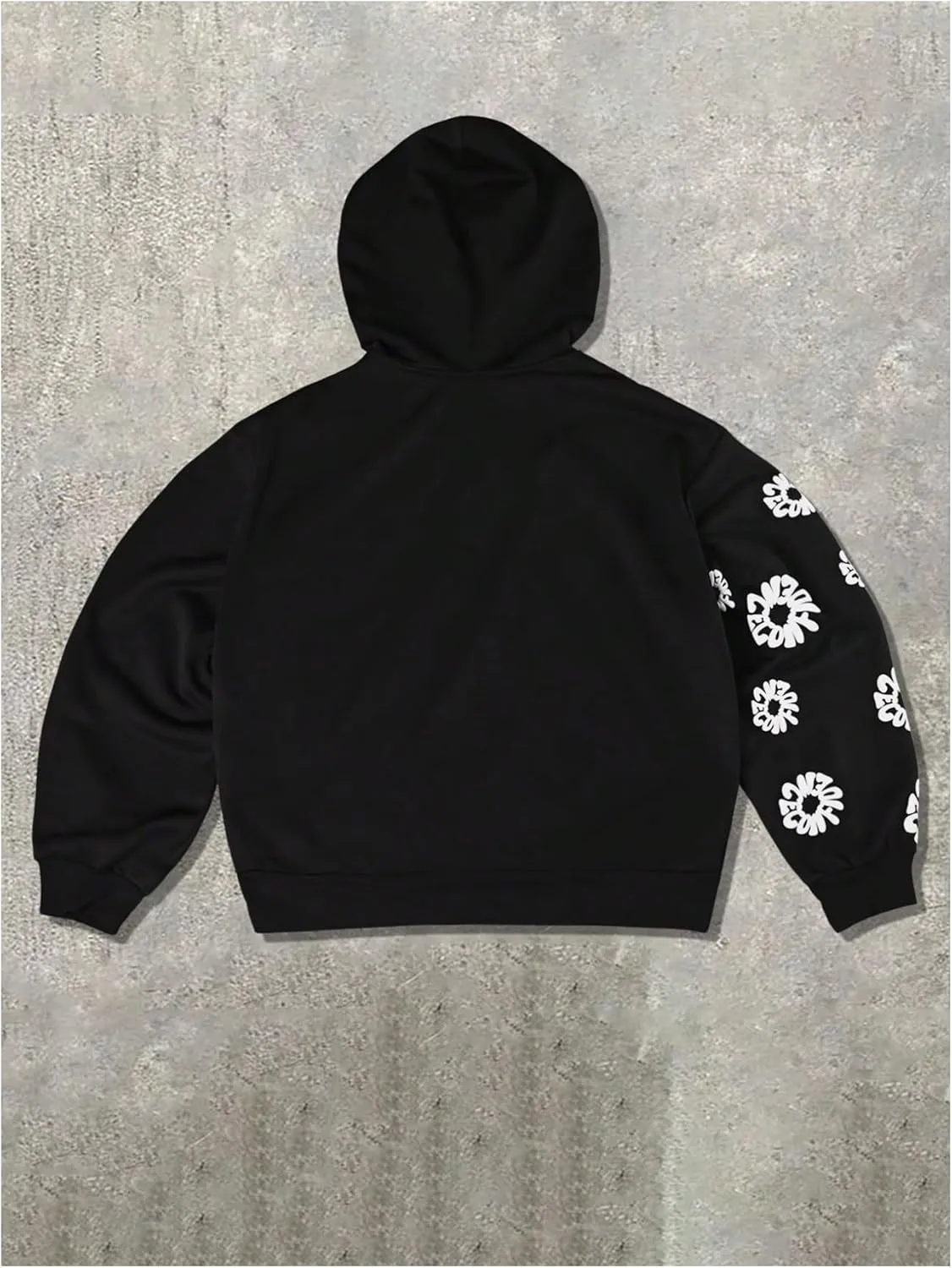 Verdusa Men's Floral Print Zip Up Hoodie Drop Shoulder Hooded Sweatshirt with Pockets