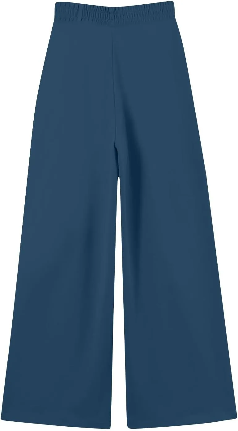 Wide Leg Sweatpants Women Baggy Fleece Lined Cute Y2k Drawstring High Waisted Sweat Pants Flowy Palazzo Lounge Pants
