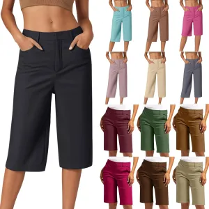 Wkishenl Women's Bermuda Shorts Trendy 2025 Casual Summer Knee Length Short High Waisted Straight Leg Hiking Vacation Outfits