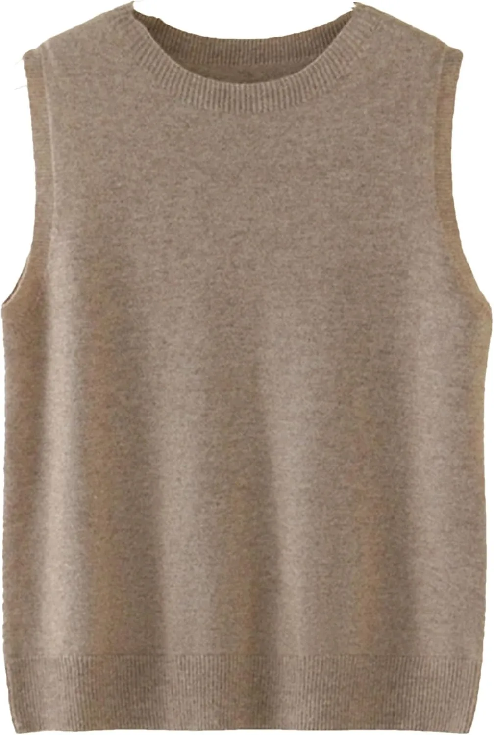 Women Cashmere Sweater Vest Crewneck Pullover Sleeveless Tops Soft Fashion Knited Vest