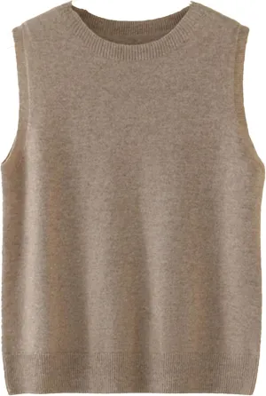 Women Cashmere Sweater Vest Crewneck Pullover Sleeveless Tops Soft Fashion Knited Vest