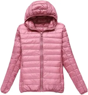 Women Duck Down Jackets Winter Ultralight Hooded Women Down Coat Portable Short Parkas Puffer Overcoat Pink hooded 4XL