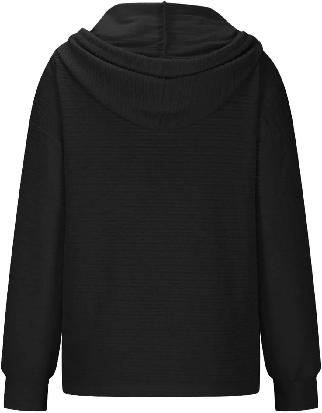 Women Fall Long Sleeve Casual Button V Neck Hoodies Oversized Sweatshirt Hooded Durable Breathable Basic Pullover