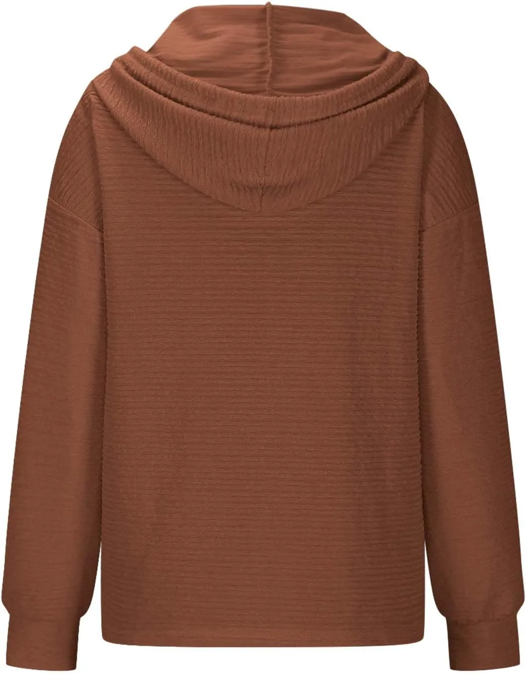 Women Fall Long Sleeve Casual Button V Neck Hoodies Oversized Sweatshirt Hooded Durable Breathable Basic Pullover