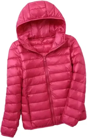Women Fashion Hoodid Short Puffer Jackets Autumn Winter Female White Duck Down Slim Fit Coat