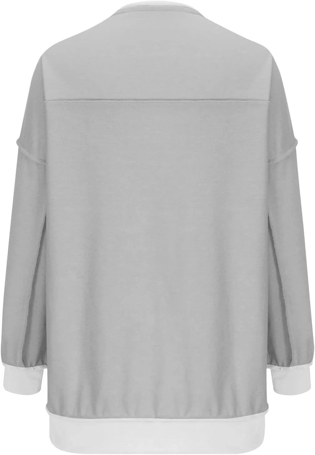 Women Fashion Oversized Long Sleeve Splicing Pullover Plain Color Tops Lightweight Sweatshirts Loose Fit Ribbed Top