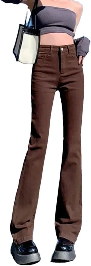 Women Flared Jeans Stretch Skinny Straight Pants Summer Denim Pants Casual Vintage Trousers
