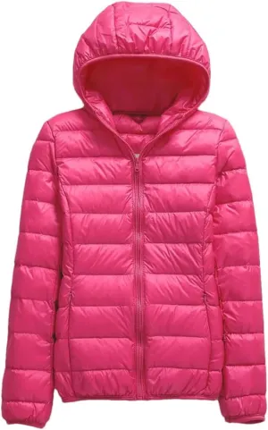 Women Hooded Puffer Jackets Spring Winter White Duck Down Coats Ultralight Packable Casual Parkas