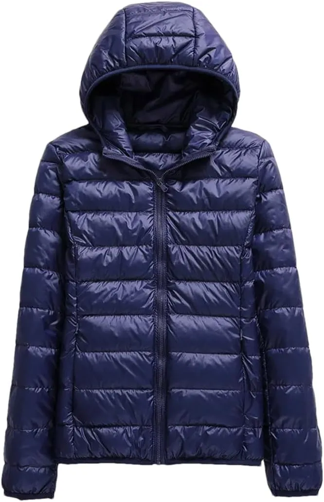 Women Hooded Puffer Jackets Spring Winter White Duck Down Coats Ultralight Packable Casual Parkas