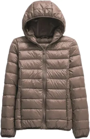 Women Hooded Puffer Jackets Spring Winter White Duck Down Coats Ultralight Packable Casual Parkas