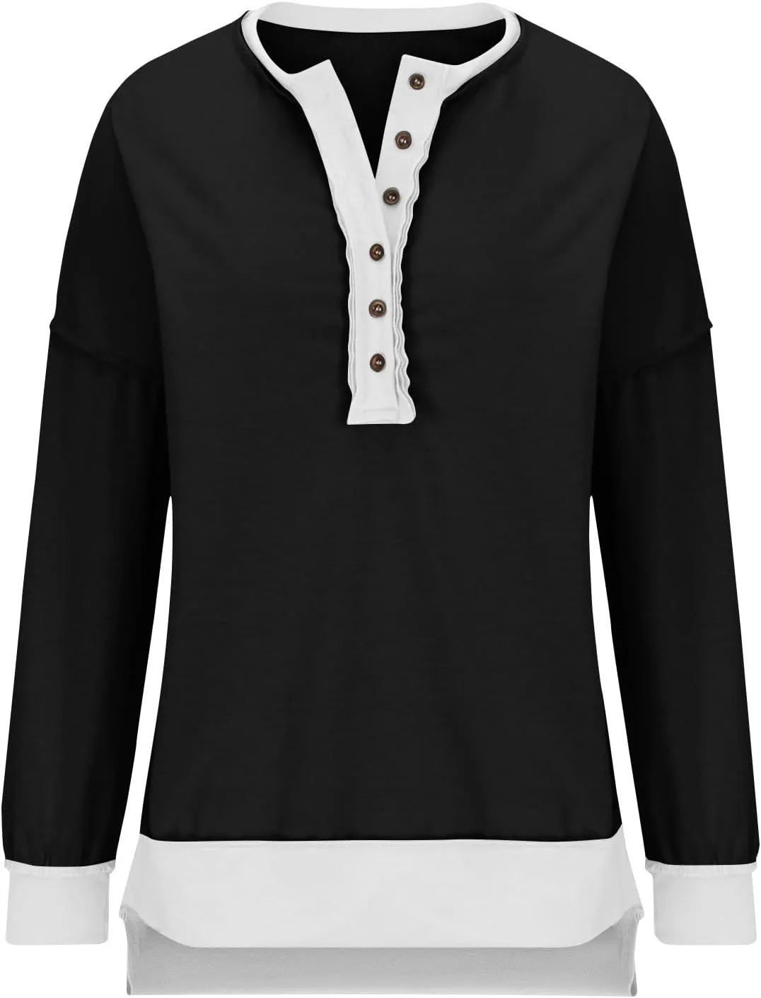 Women Long Sleeve Splicing Pullover Plain Color Tops Lightweight Sweatshirts Loose Fit Top Workout Shirts Outdoors