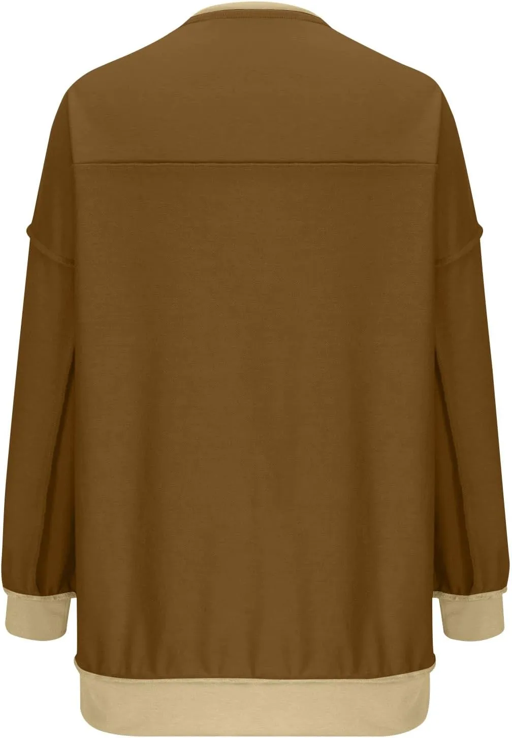 Women Long Sleeve Splicing Pullover Plain Color Tops Lightweight Sweatshirts Loose Fit Top Workout Shirts Outdoors