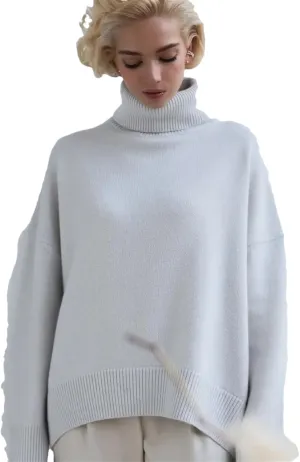 Women Loose Pullover Turtleneck Oversized Sweater Winter Casual Cashmere Knitted Jumper