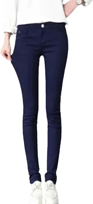 Women Oversized Pencil Jeans Office Skinny Denim Pants Slim Stretch Casual Trousers