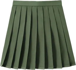 Women Pleated Skirt Preppy Mini School Skirt Solid Color High Waist A Line Short Skirt Party Cheer Skirt Clubwear