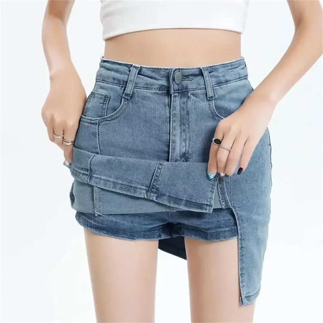 Women Plus Size High-Waisted Elastic Slimming Bodycon Skirt for Summer Anti-Exposure Mini A- Line