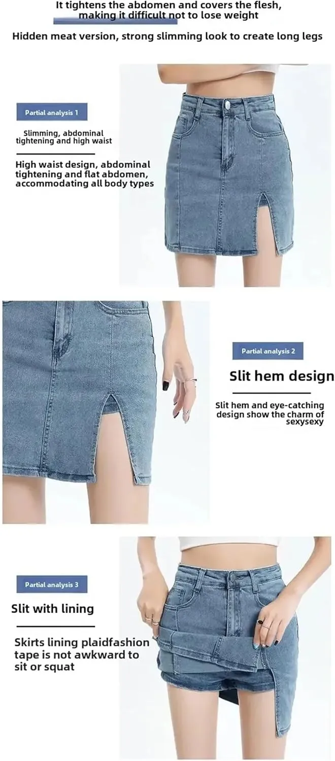 Women Plus Size High-Waisted Elastic Slimming Bodycon Skirt for Summer Anti-Exposure Mini A- Line