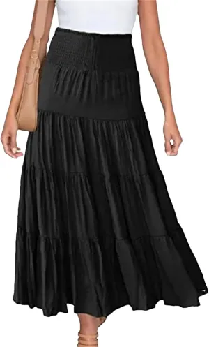 Women Summer Fashion High Waisted Maxi Skirts Bohemian Casual Harajuku Streetwear Beach Skirt