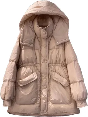 Women Winter Coats Hooded Down Jacket Mid-Length Parkas Fashion Down Puffer Coat
