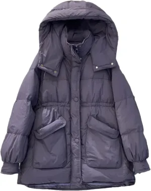 Women Winter Coats Hooded Down Jacket Mid-Length Parkas Fashion Down Puffer Coat