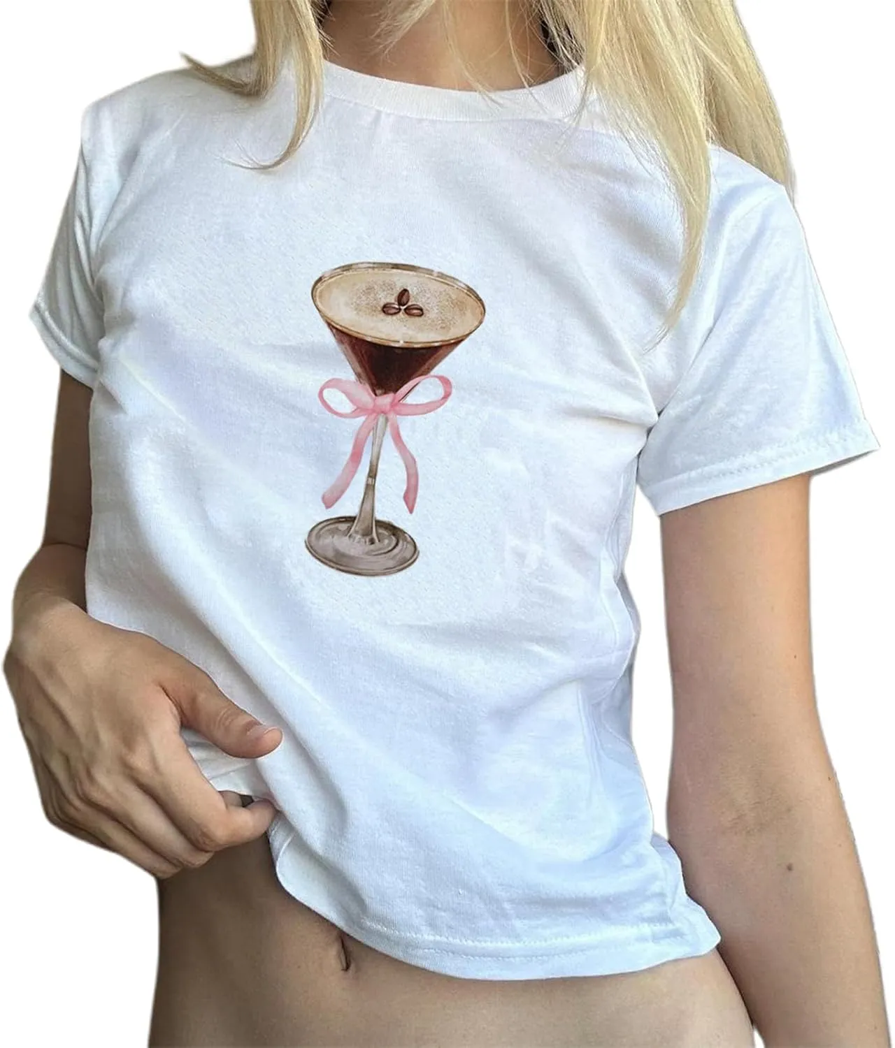Women Y2k Graphic Print Crop Top Short Sleeve Round Neck Slim Fit Baby Tee Aesthetic Summer T Shirt