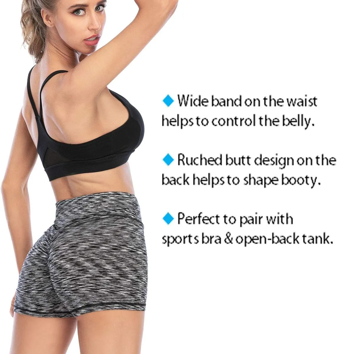 Women Yoga Shorts Ruched Booty High Waisted Gym Workout Shorts Butt Lifting Hot Pants