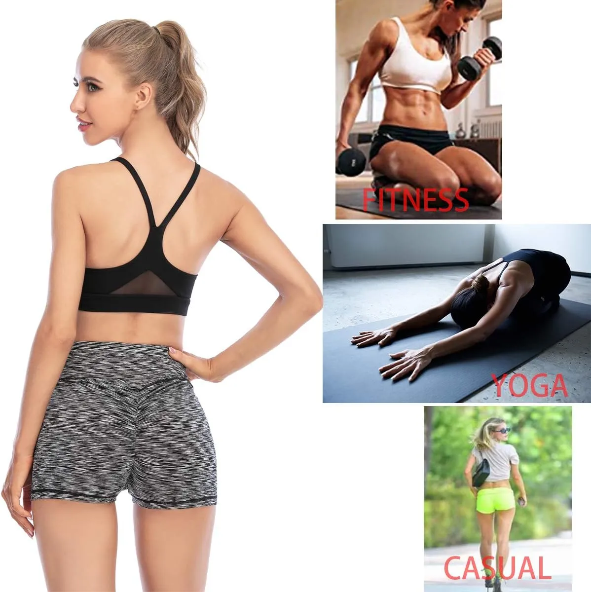 Women Yoga Shorts Ruched Booty High Waisted Gym Workout Shorts Butt Lifting Hot Pants