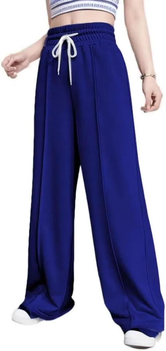 Women's Drawstring Elastic High Waist Wide Leg Sweatpants Trendy Lounge Pants Fall Fashion Trousers with Pockets
