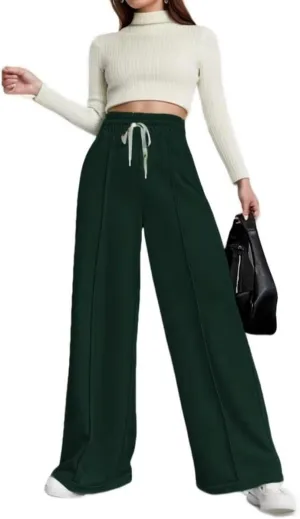Women's Drawstring High Waisted Wide Leg Long Pants Casual Sweats Pants Cotton 2023 Athletic Trousers with Pockets