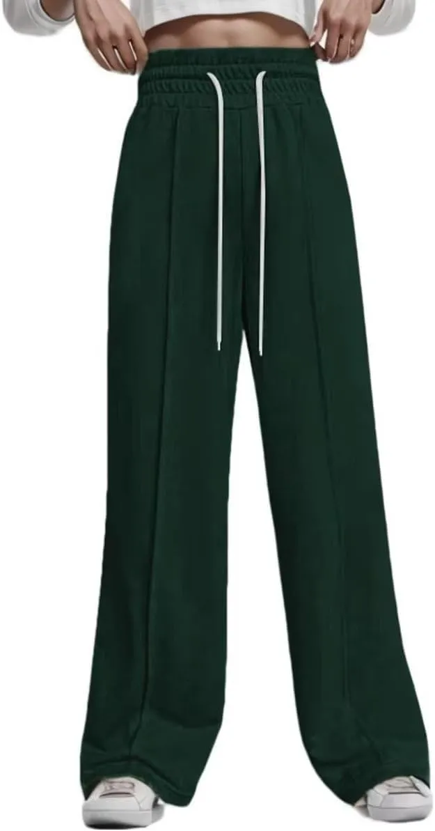 Women's Drawstring High Waisted Wide Leg Long Pants Casual Sweats Pants Cotton 2023 Athletic Trousers with Pockets