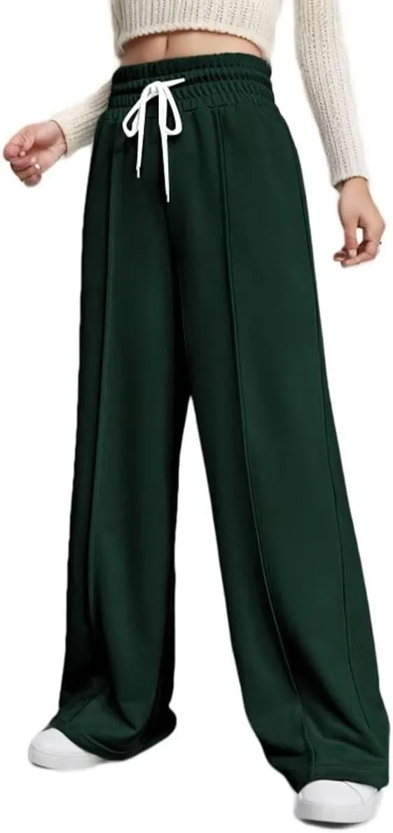 Women's Drawstring High Waisted Wide Leg Long Pants Casual Sweats Pants Cotton 2023 Athletic Trousers with Pockets